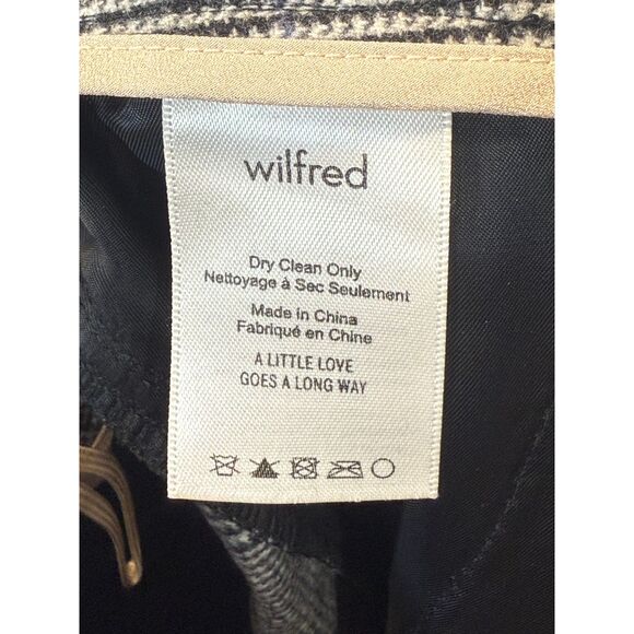 Aritzia Wilfred Jallade Plaid Wool Trousers Women’s Size 6 Gray Black Tie Front - Picture 5 of 7